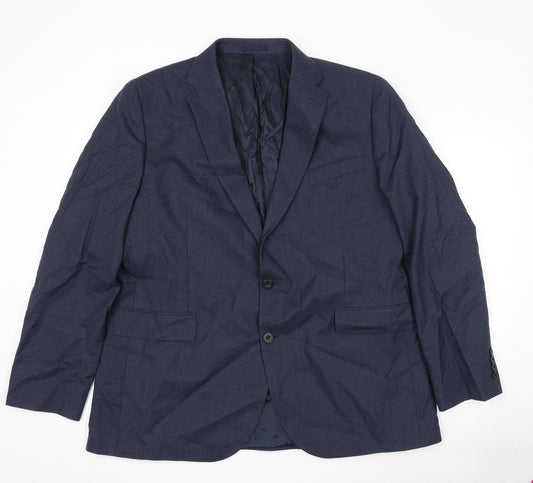 John Lewis Mens Blue Check Polyester Jacket Suit Jacket Size 48 Regular
