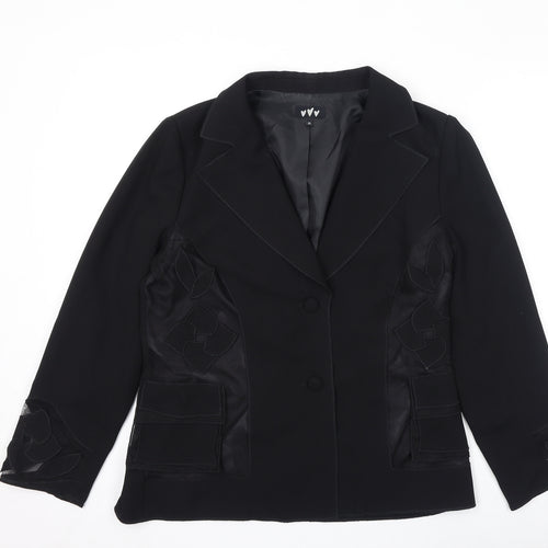 Per Una Womens Black Jacket Blazer Size 16 Button