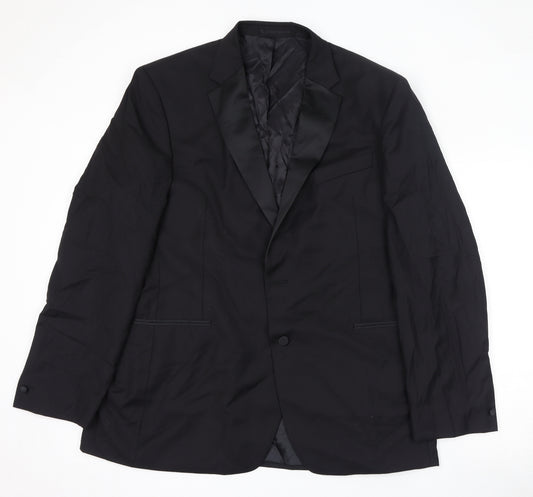 John Lewis Mens Black Wool Tuxedo Suit Jacket Size 46 Regular