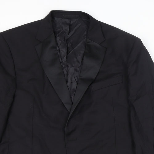 John Lewis Mens Black Wool Tuxedo Suit Jacket Size 46 Regular