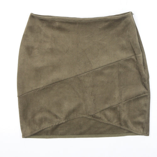 Missguided Womens Green Polyester Bandage Skirt Size 10 Zip