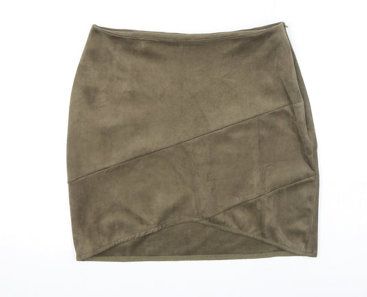 Missguided Womens Green Polyester Bandage Skirt Size 10 Zip