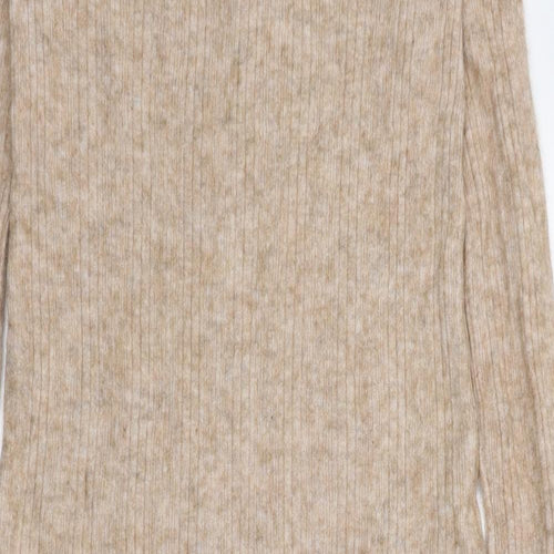 Zara Womens Beige Nylon Jumper Dress Size M Roll Neck Pullover