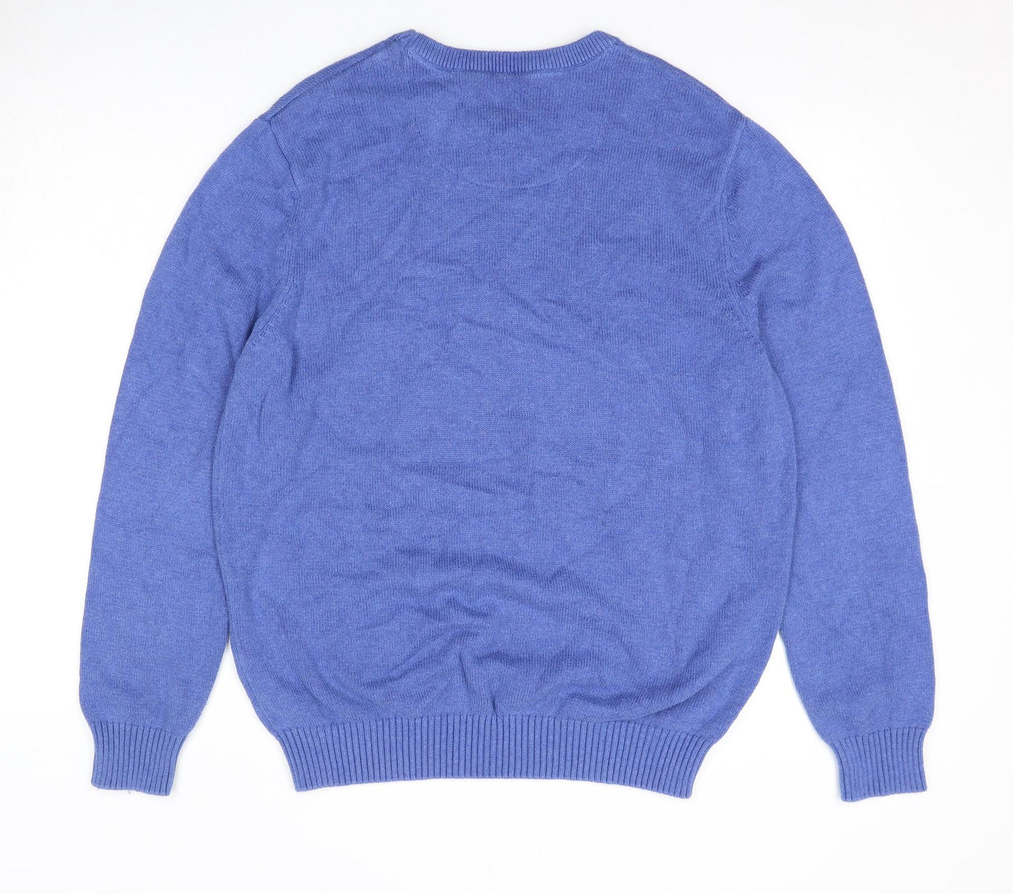 Maine Mens Blue Round Neck Cotton Pullover Jumper Size L Long Sleeve