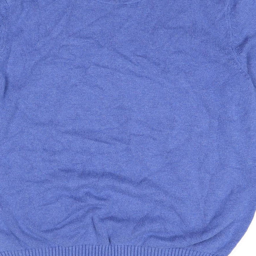 Maine Mens Blue Round Neck Cotton Pullover Jumper Size L Long Sleeve