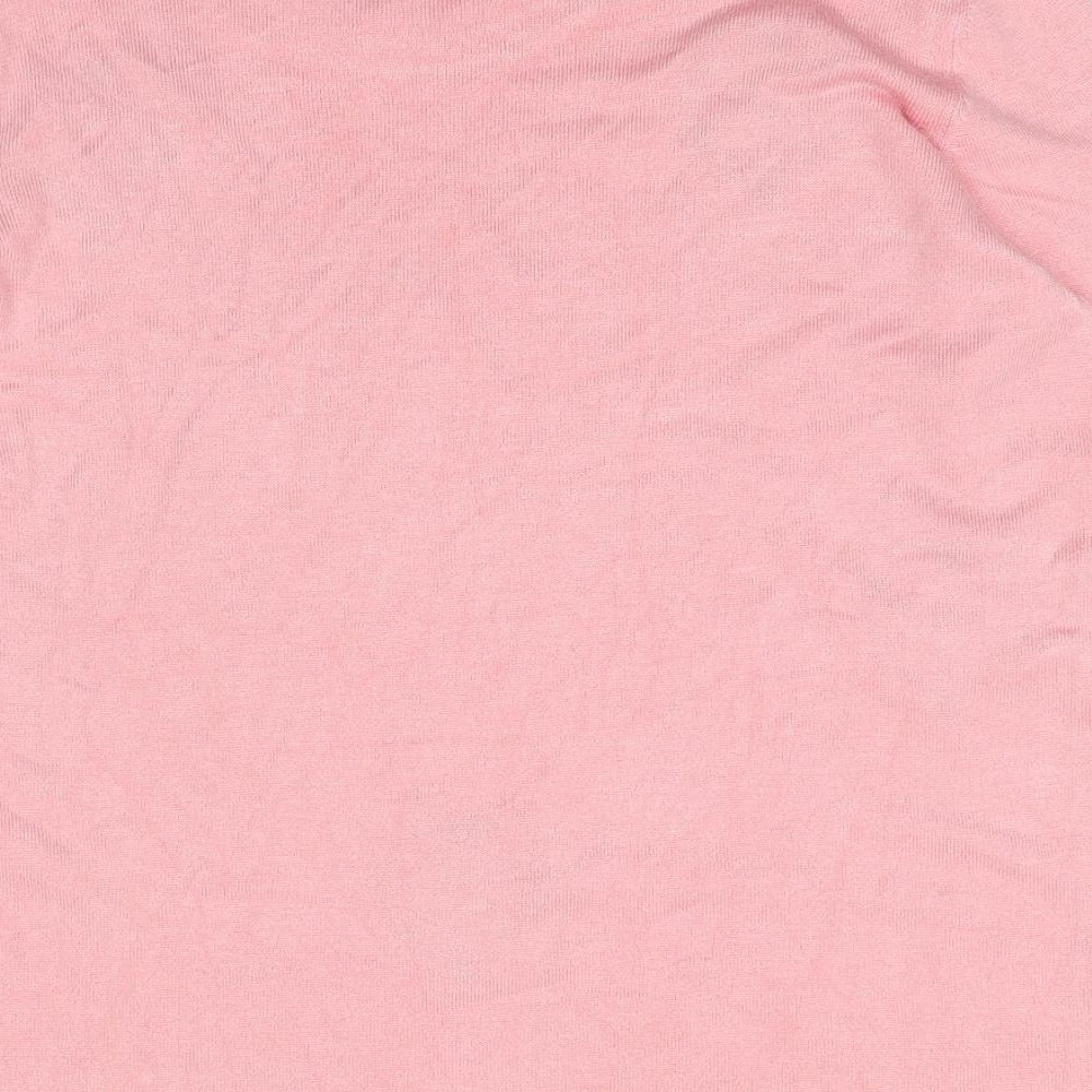 BASSINI Womens Pink Round Neck Geometric Viscose Pullover Jumper Size M - Heart