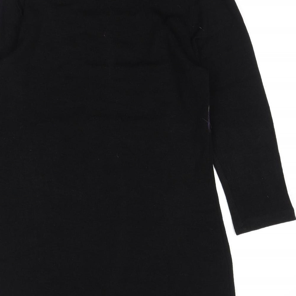 Autonomy Womens Black Collared Geometric Acrylic Pullover Jumper Size 12