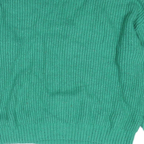Marks and Spencer Womens Green V-Neck Cotton Pullover Jumper Size M