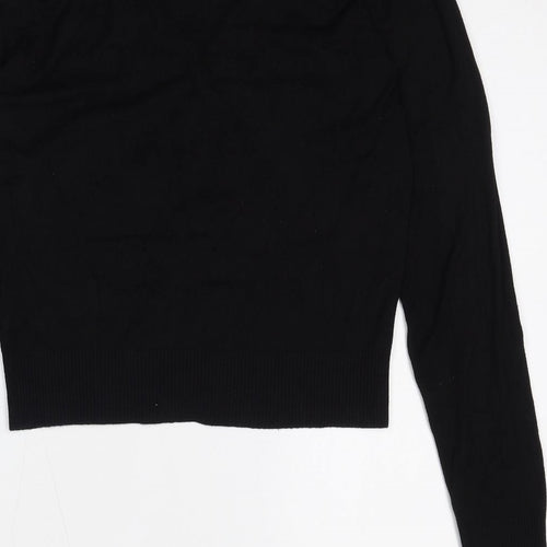 H&M Womens Black V-Neck Nylon Cardigan Jumper Size M