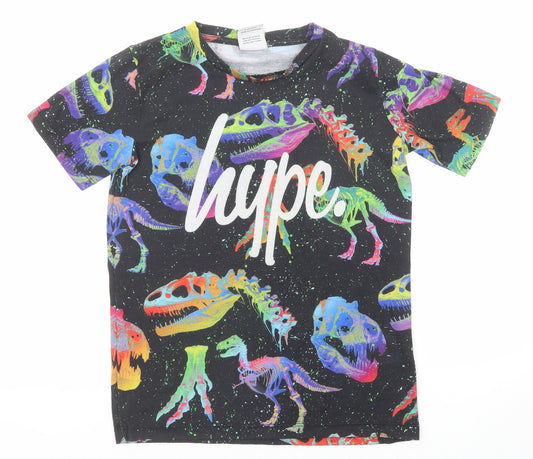 Hype Boys Multicoloured Geometric Polyester Basic T-Shirt Size 11-12 Years Round Neck Pullover - Dinosaur