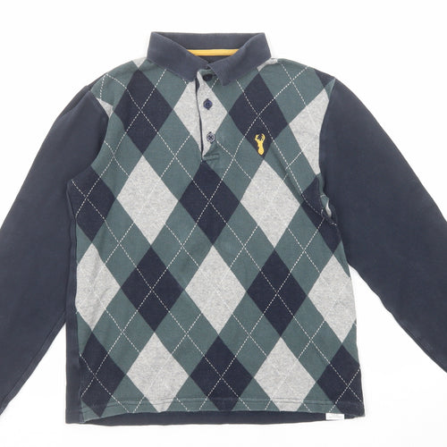 NEXT Boys Multicoloured Argyle/Diamond Cotton Basic Polo Size 11 Years Collared Button