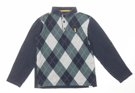 NEXT Boys Multicoloured Argyle/Diamond Cotton Basic Polo Size 11 Years Collared Button