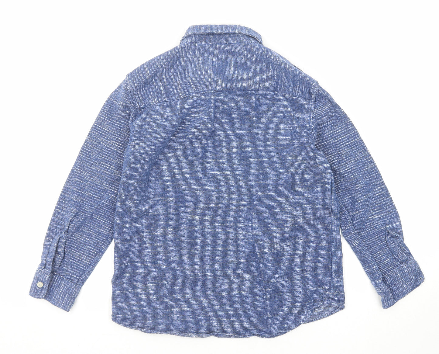Zara Boys Blue Cotton Basic Button-Up Size 10 Years Collared Button