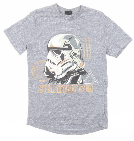 Star Wars Boys Grey Polyester Basic T-Shirt Size 9-10 Years Round Neck Pullover - Stormtrooper