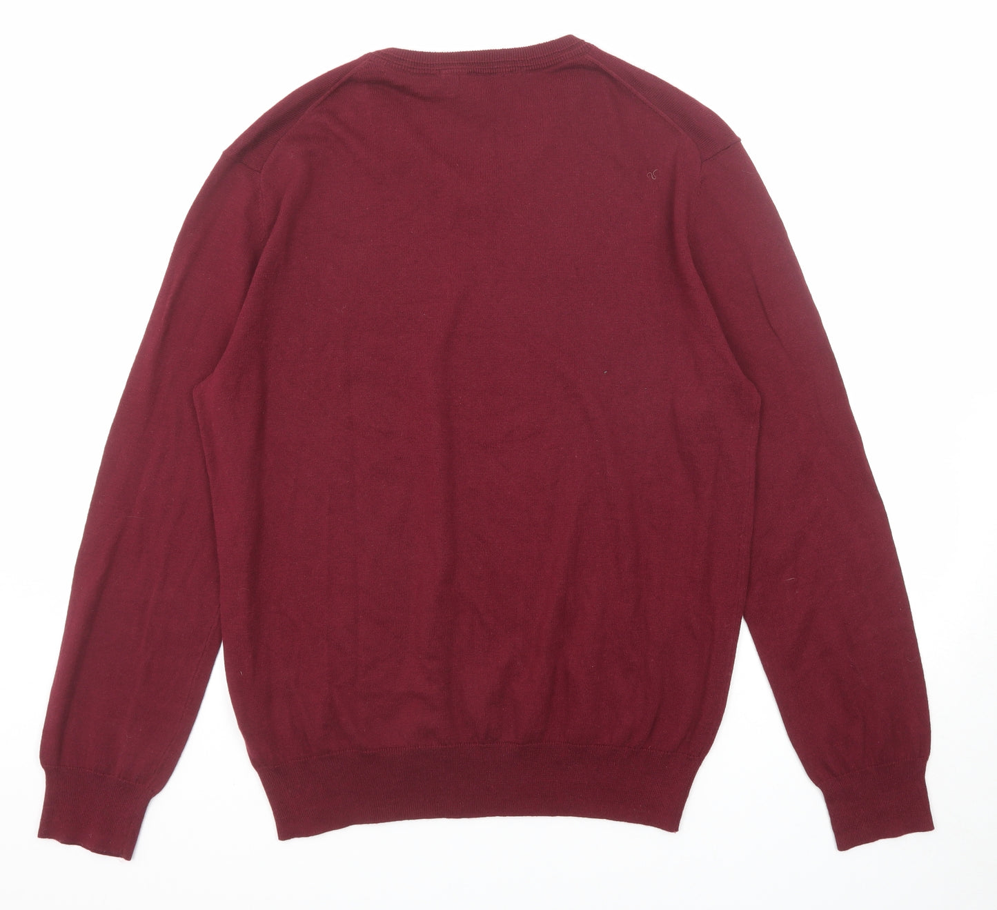 Gap Mens Purple V-Neck Cotton Pullover Jumper Size L Long Sleeve