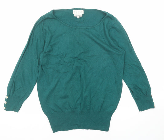 NEXT Womens Green Boat Neck Cotton Pullover Jumper Size 12