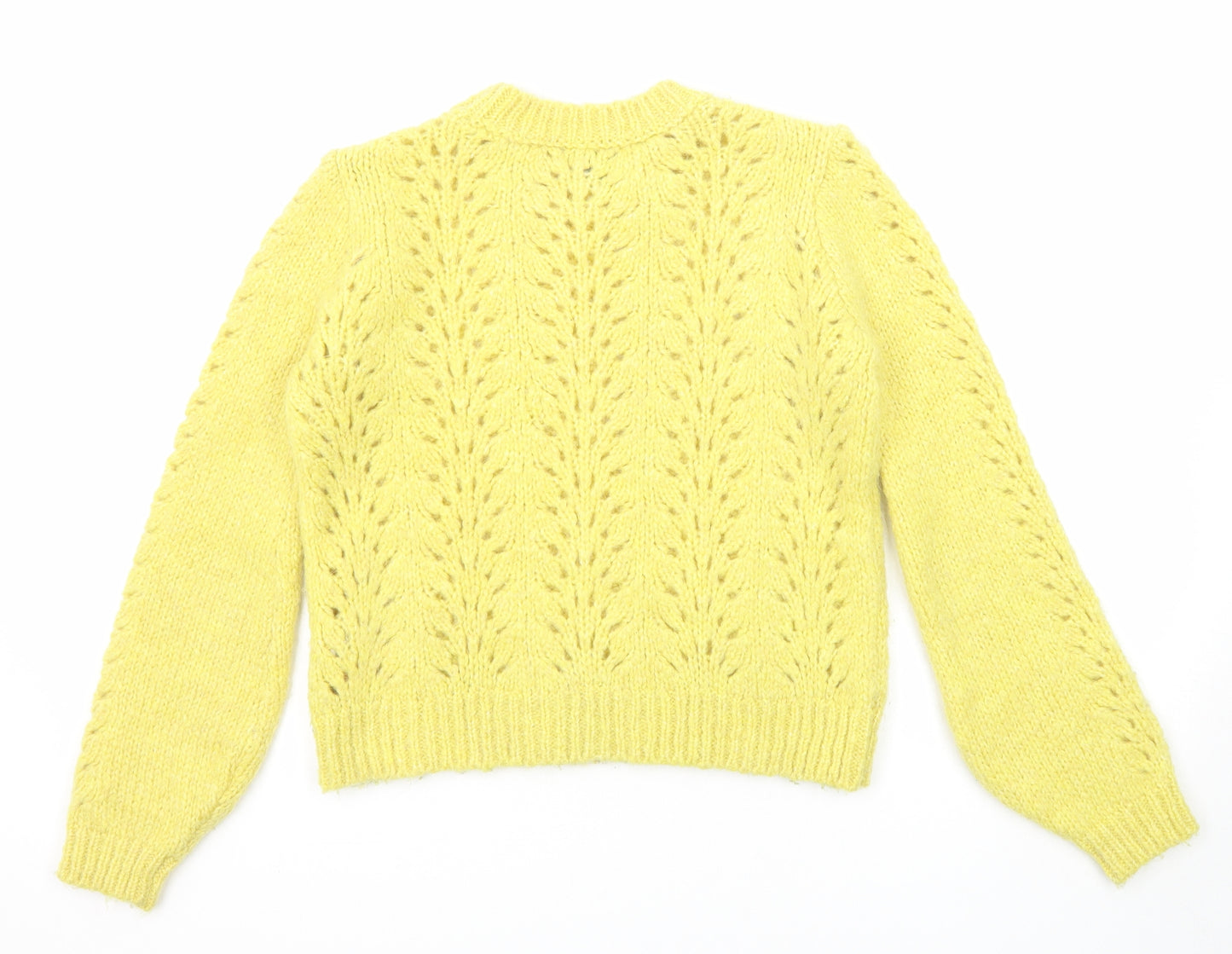 Topshop Womens Yellow Mock Neck Acrylic Pullover Jumper Size 6