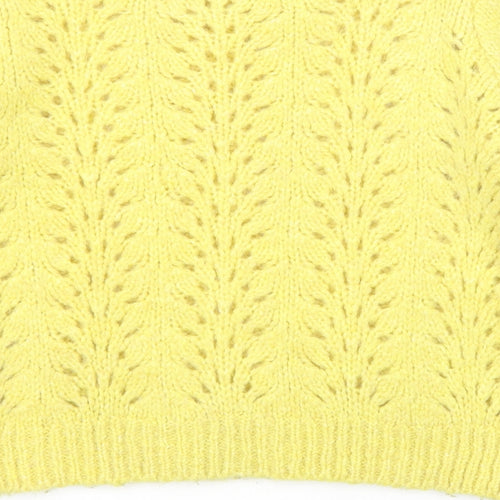 Topshop Womens Yellow Mock Neck Acrylic Pullover Jumper Size 6
