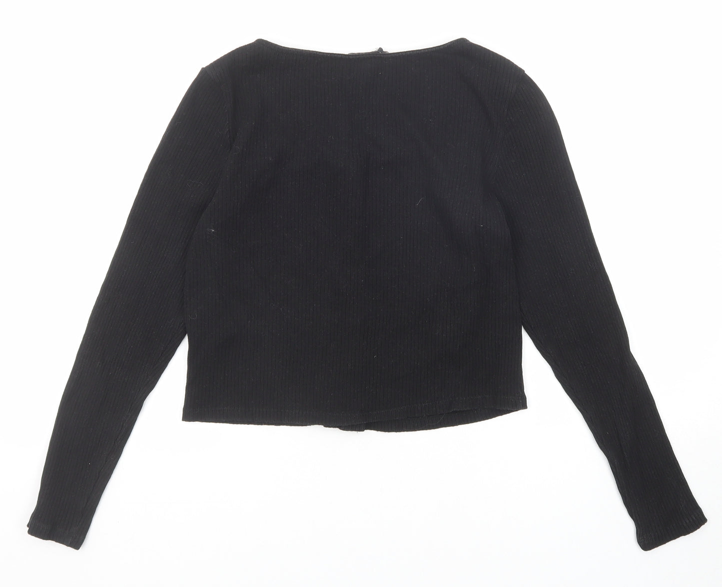 Monki Womens Black Scoop Neck Cotton Cardigan Jumper Size M