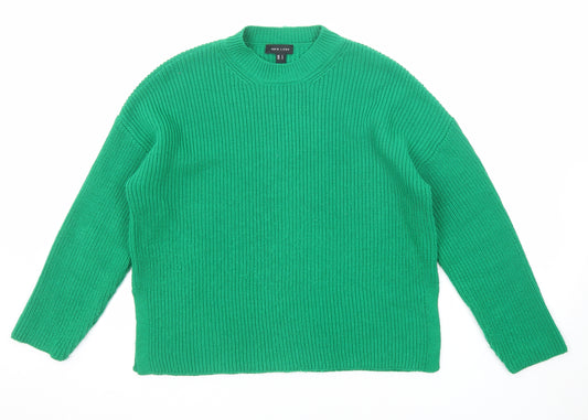 New Look Womens Green Crew Neck Acrylic Pullover Jumper Size S