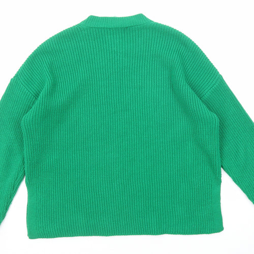 New Look Womens Green Crew Neck Acrylic Pullover Jumper Size S