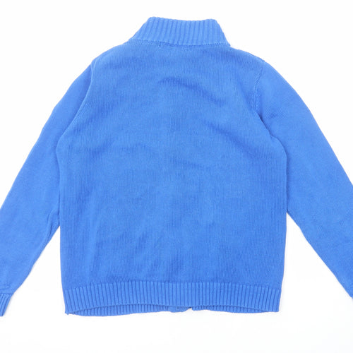 EWM Womens Blue High Neck Cotton Full Zip Jumper Size 14 - Size 14-16
