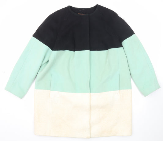 Per Una Womens Multicoloured Overcoat Coat Size 22 Zip - Colourblock