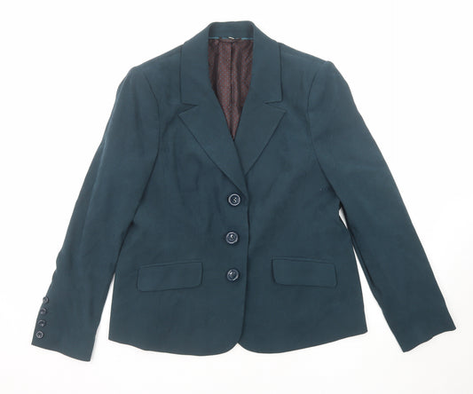 EWM Womens Green Polyester Jacket Blazer Size 16