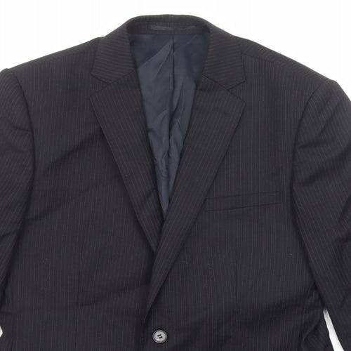 French Connection Mens Black Striped Wool Jacket Suit Jacket Size 38 Regular
