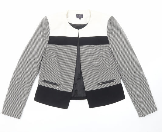 Marks and Spencer Womens Black Geometric Jacket Blazer Size 12 Hook & Eye - Colourblock