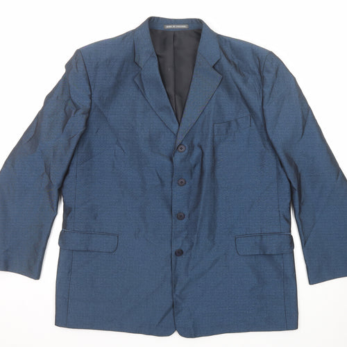 Emporium Mens Blue Polyester Jacket Suit Jacket Size 46 Regular