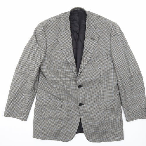 Marks and Spencer Mens Grey Geometric Wool Jacket Blazer Size 42 Regular