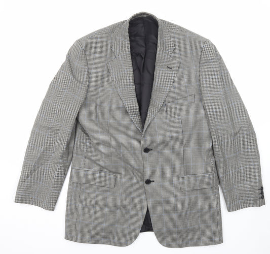 Marks and Spencer Mens Grey Geometric Wool Jacket Blazer Size 42 Regular