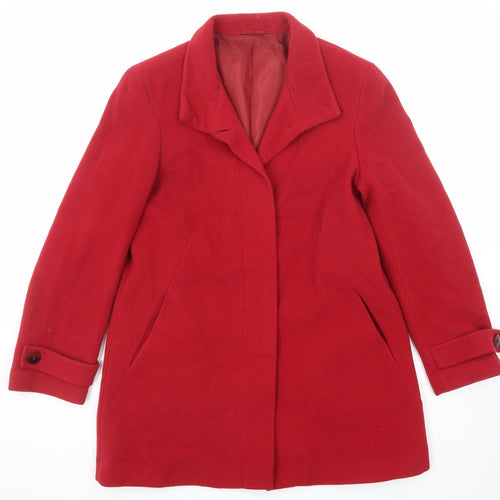 BHS Womens Red Overcoat Coat Size 14 Button