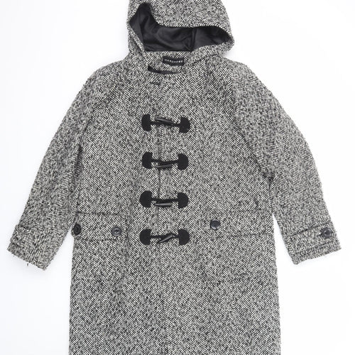 Wardrobe Womens Grey Herringbone Overcoat Coat Size 14 Button - Duffle Coat
