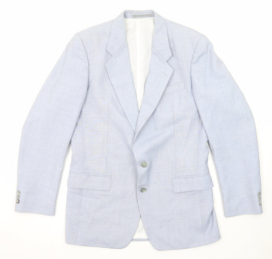 Gurteens Mens Blue Polyester Jacket Blazer Size 40 Regular