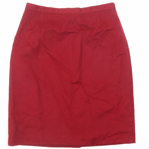 Jigsaw Womens Red Wool Straight & Pencil Skirt Size 14 Zip