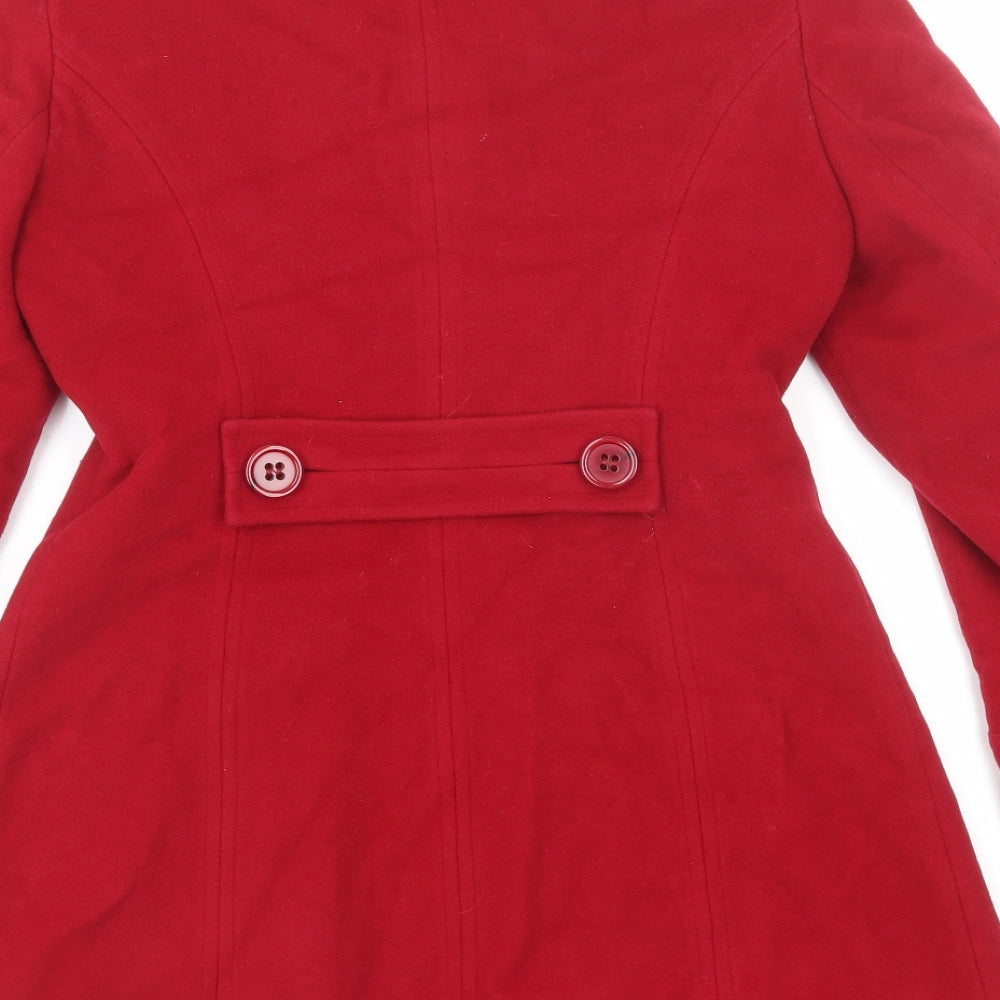Planet Womens Red Pea Coat Coat Size 8 Button