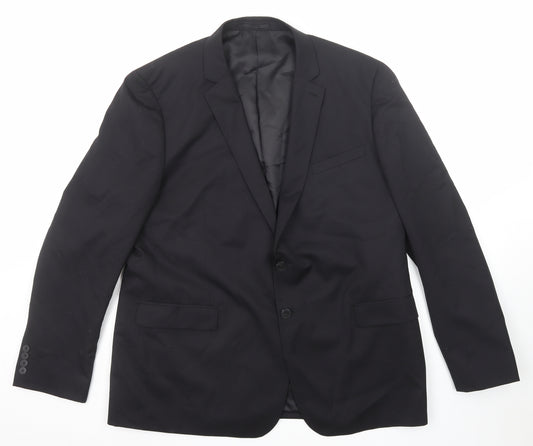 Jaeger Mens Black Wool Jacket Suit Jacket Size 48 Regular