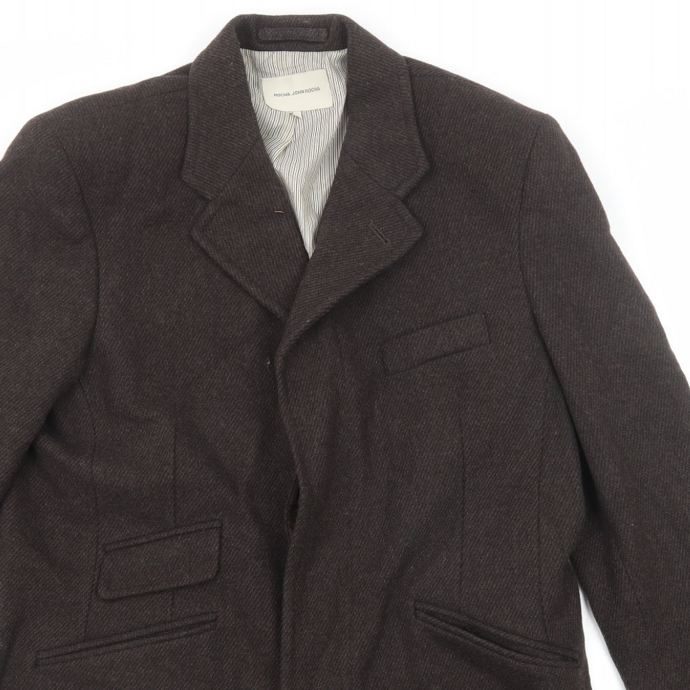 RJR.John Rocha Mens Brown Overcoat Coat Size L Button