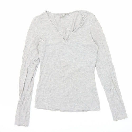ASOS Womens Grey Viscose Basic T-Shirt Size 8 V-Neck