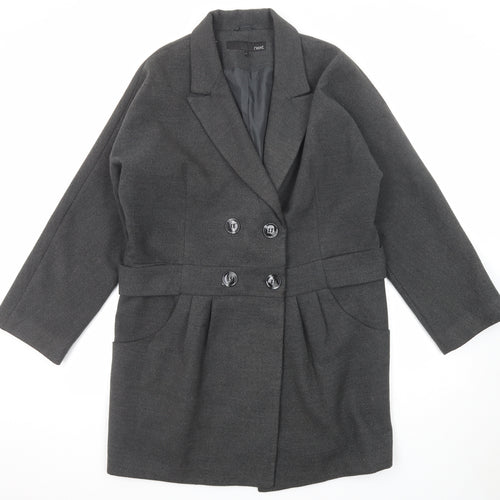NEXT Womens Grey Overcoat Coat Size 16 Button