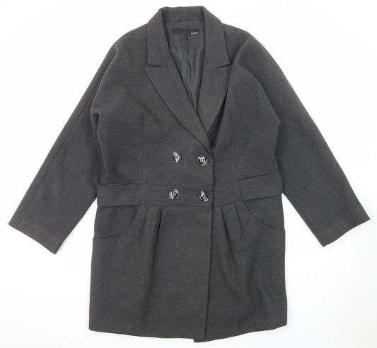 NEXT Womens Grey Overcoat Coat Size 16 Button