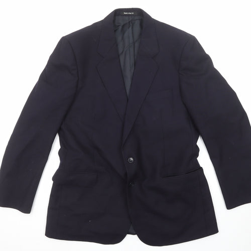 St Michael Mens Blue Wool Jacket Suit Jacket Size 42 Regular