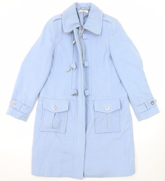 Classic Womens Blue Overcoat Coat Size 14 Button