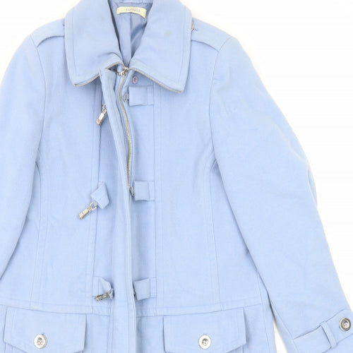 Classic Womens Blue Overcoat Coat Size 14 Button