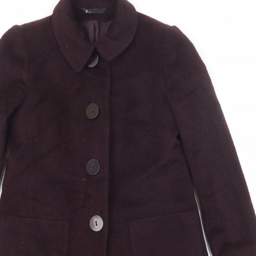 BHS Womens Purple Overcoat Coat Size 14 Button