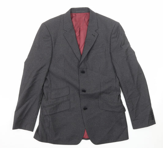 NEXT Mens Grey Striped Wool Jacket Suit Jacket Size 38 Regular