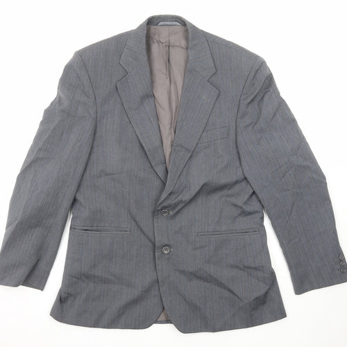 Chatsworth Mens Grey Striped Wool Jacket Suit Jacket Size 40 Regular