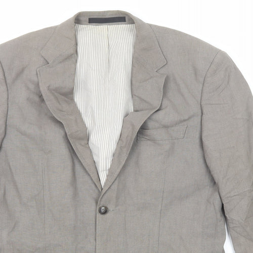 Marks and Spencer Mens Grey Linen Jacket Blazer Size 38 Regular